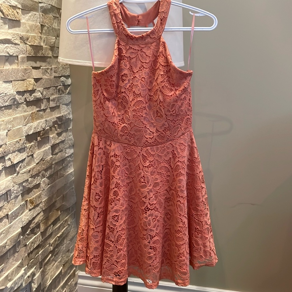 Peach coloured lace dress NEW
